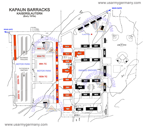 Kapaun Barracks Annotated Map 1970s 600 